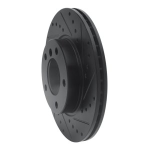 BMW 328i Brake Rotor (1) - Front Right - R1 Concepts - Drilled & Slotted - Black - `91-`06